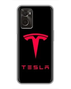 Чехол для OPPO A96 с картинкой «Tesla Red Logo»