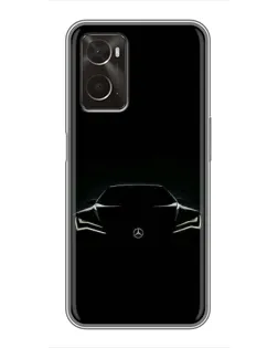 Чехол для OPPO A96 с картинкой «Mercedes — силуэт авто»