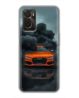 Чехол для OPPO A96 с картинкой «Audi в облаках дыма»