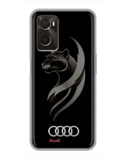 Чехол для OPPO A96 с картинкой «Графика — пантера и Audi»