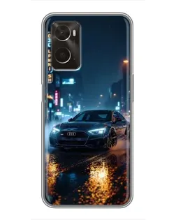 Чехол для OPPO A96 с картинкой «Ночной город и Audi»