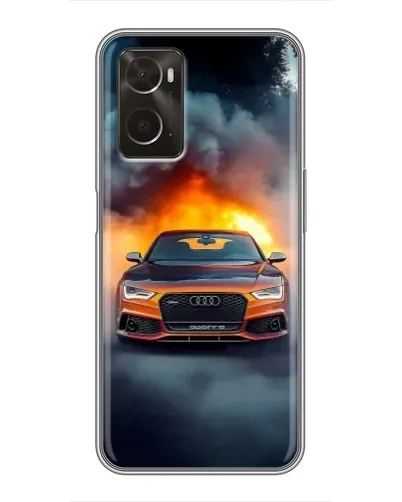 Чехол для OPPO A96 с картинкой «Audi в огненном дыму»