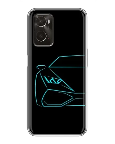 Чехол для OPPO A96 с картинкой «Голубой силуэт Lamborghini»