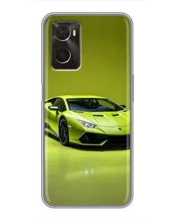 Чехол для OPPO A96 с картинкой «Салатовый Lamborghini Huracan»