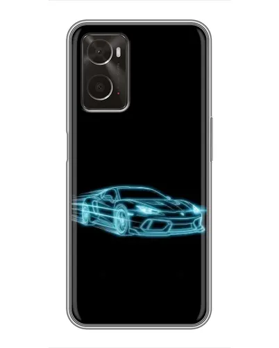 Чехол для OPPO A96 с картинкой «Неоновый контур Lamborghini»