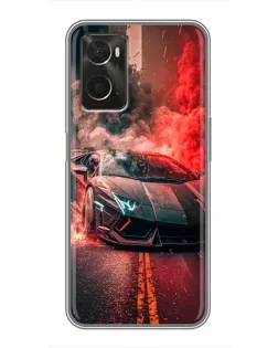 Чехол для OPPO A96 с картинкой «Lamborghini красный дым»