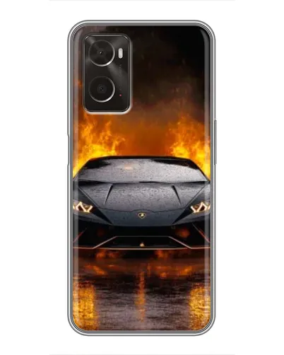 Чехол для OPPO A96 с картинкой «Lamborghini в огне»