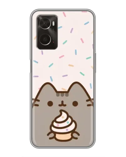 Чехол для OPPO A96 с картинкой «Пушин с кексом»