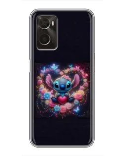 Чехол для OPPO A96 с картинкой «Stitch в цветах» Чехол для OPPO A96 с картинкой «Stitch в цветах»