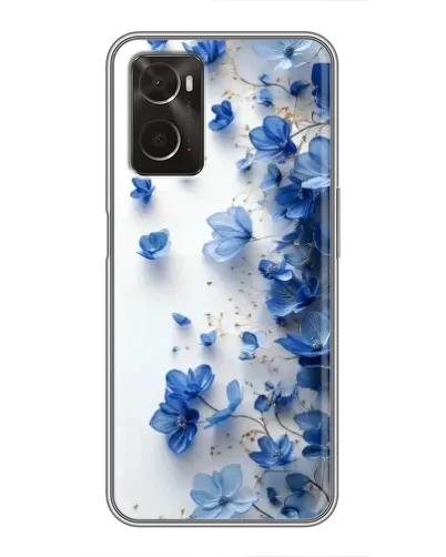 Чехол для OPPO A96 с картинкой «Голубой цветочный каскад»