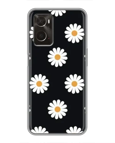 Чехол для OPPO A96 с картинкой «Ромашки на черном»