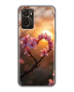 Чехол для OPPO A96 с картинкой «Розовый цвет сердце на фоне заката» Чехол для OPPO A96 с картинкой «Розовый цвет сердце на фоне заката»
