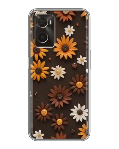 Чехол для OPPO A96 с картинкой «Узор из маленьких подсолнухов»