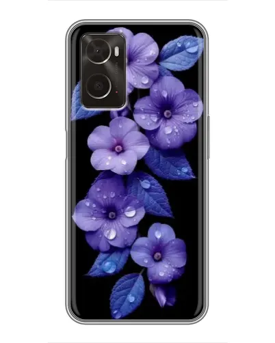 Чехол для OPPO A96 с картинкой «Фиолетовые цветы с росою»