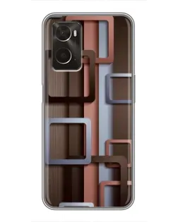 Чохол для OPPO A96 з картинкою «Коричневі об'ємні квадрати»