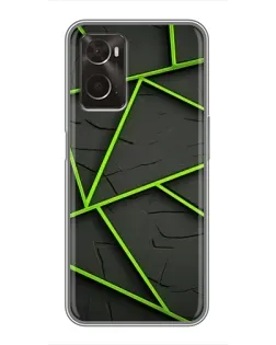 Чохол для OPPO A96 з картинкою «Зелені геометричні лінії»