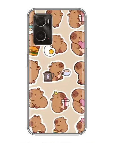 Чехол для OPPO A96 с картинкой «Капибары паттерн»