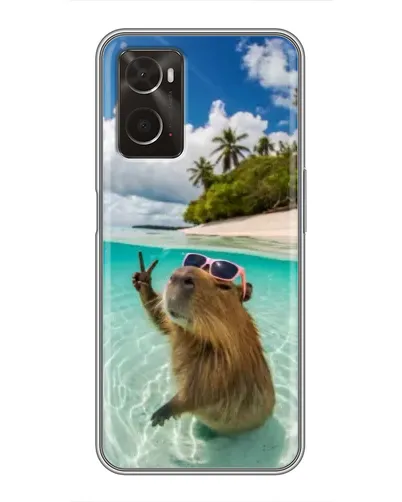 Чехол для OPPO A96 с картинкой «Капибара на море»