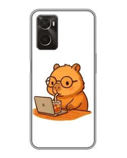 Чохол для OPPO A96 з картинкою «Капібара з ноутбуком»