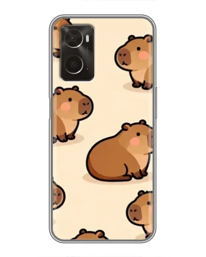 Чехол для OPPO A96 с картинкой «Паттерн милых капибар»