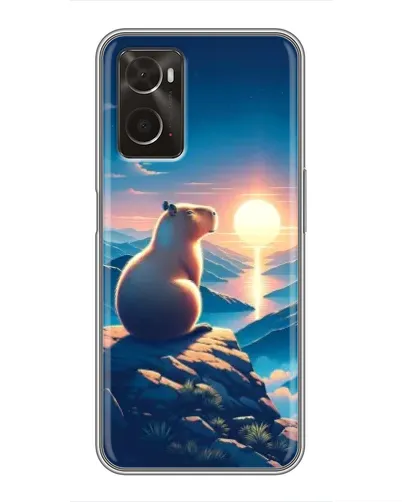 Чехол для OPPO A96 с картинкой «Закат солнца с капибарой»