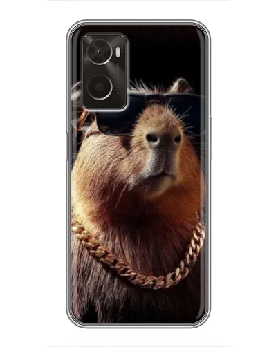 Чехол для OPPO A96 с картинкой «Капибара золотая цепь»