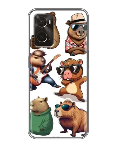 Чехол для OPPO A96 с картинкой «Крутые капибары музыканты»