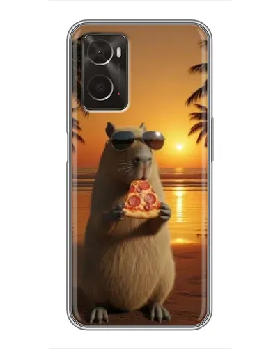 Чехол для OPPO A96 с картинкой «Капибара с пиццей»