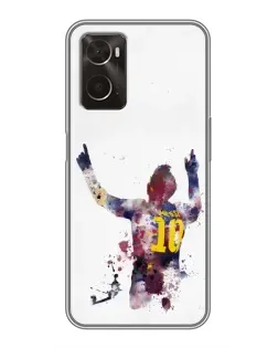 Чехол для OPPO A96 с картинкой «Акварельный Месси Барселона»