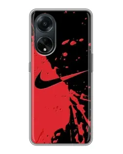 Чехол для OPPO A98 с картинкой «Красные брызги Nike»