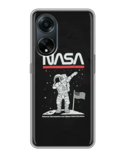 Чехол для OPPO A98 с картинкой «NASA — шагаем по Луне»