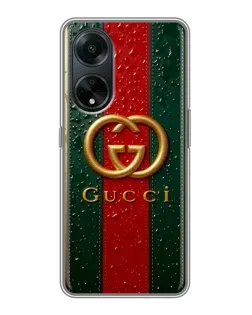 Чохол для OPPO A98 з картинкою «Gucci — фірмова смуга та золото» Чохол для OPPO A98 з картинкою «Gucci — фірмова смуга та золото»