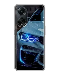 Чехол для OPPO A98 с картинкой «Взгляд BMW с синими фарами» Чехол для OPPO A98 с картинкой «Взгляд BMW с синими фарами»