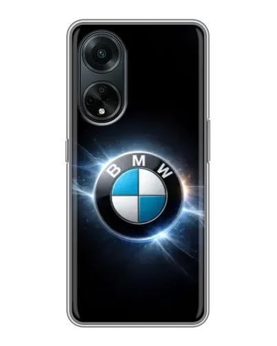 Чехол для OPPO A98 с картинкой «BMW — неоновое сияние»