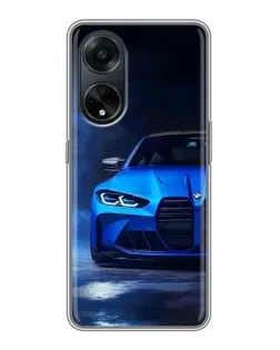 Чехол для OPPO A98 с картинкой «Голубая BMW M4»