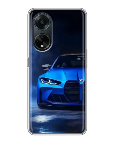 Чехол для OPPO A98 с картинкой «Голубая BMW M4»