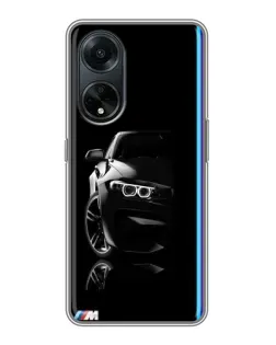 Чехол для OPPO A98 с картинкой «Силуэт BMW в темноте»