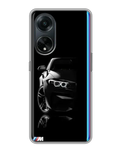 Чехол для OPPO A98 с картинкой «Силуэт BMW в темноте»