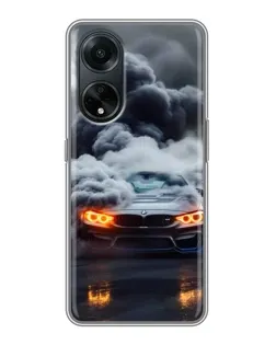 Чехол для OPPO A98 с картинкой «BMW в дыму»
