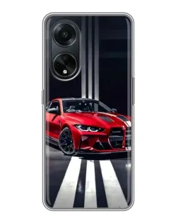 Чехол для OPPO A98 с картинкой «Красная BMW на дороге»