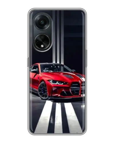 Чехол для OPPO A98 с картинкой «Красная BMW на дороге»