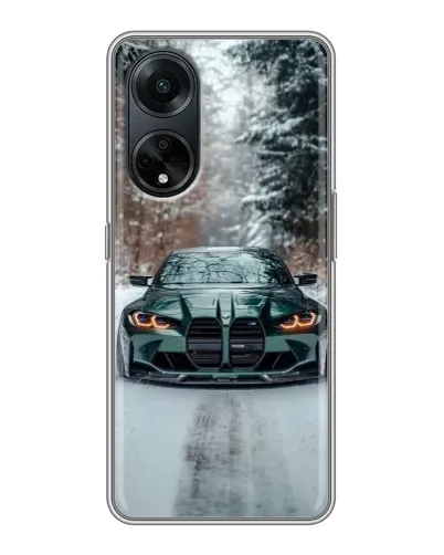 Чехол для OPPO A98 с картинкой «BMW в зимнем лесу»