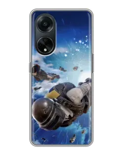 Чехол для OPPO A98 с картинкой «Десант PUBG — прыжок»