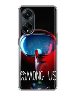 Чохол для OPPO A98 з картинкою «Червоний імпостер — макро»