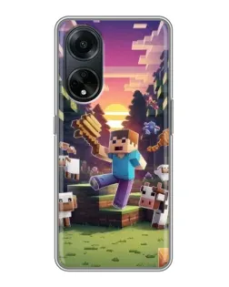 Чехол для OPPO A98 с картинкой «Стив на ферме» Чехол для OPPO A98 с картинкой «Стив на ферме»