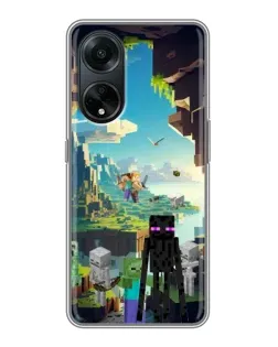Чехол для OPPO A98 с картинкой «Эндермен в лесу»