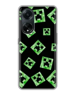 Чехол для OPPO A98 с картинкой «Паттерн с криперами»