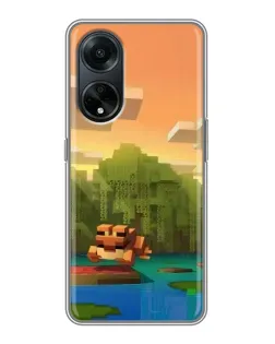 Чехол для OPPO A98 с картинкой «Майнкрафт закат солнца»