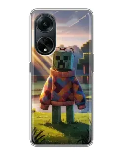 Чехол для OPPO A98 с картинкой «Крипер в свитере»