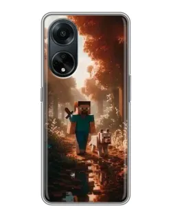 Чехол для OPPO A98 с картинкой «Стив в лесу»